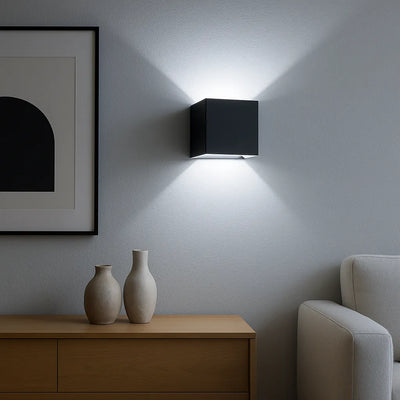 Arandela de Parede Externa/Interna Luminária LED Quadrada - Preta