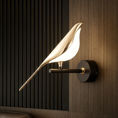 Arandela de Parede Interna para Quarto/Sala Dourada LED Pássaro