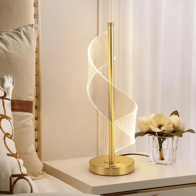 Luminária de Mesa LED para Quarto/Sala Dourada Espiral 3 Cores