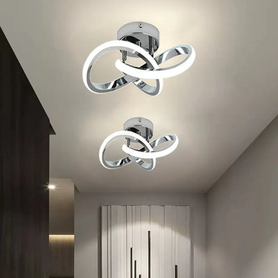 Luminária de Teto para Sala/Quarto/Cozinha em LED Espiral - Prateada