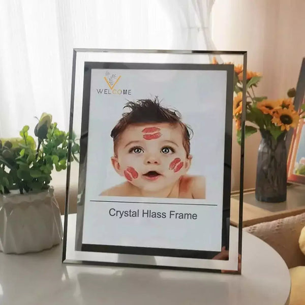 Porta-Retrato Personalizado de Vidro Moderno - Prateado