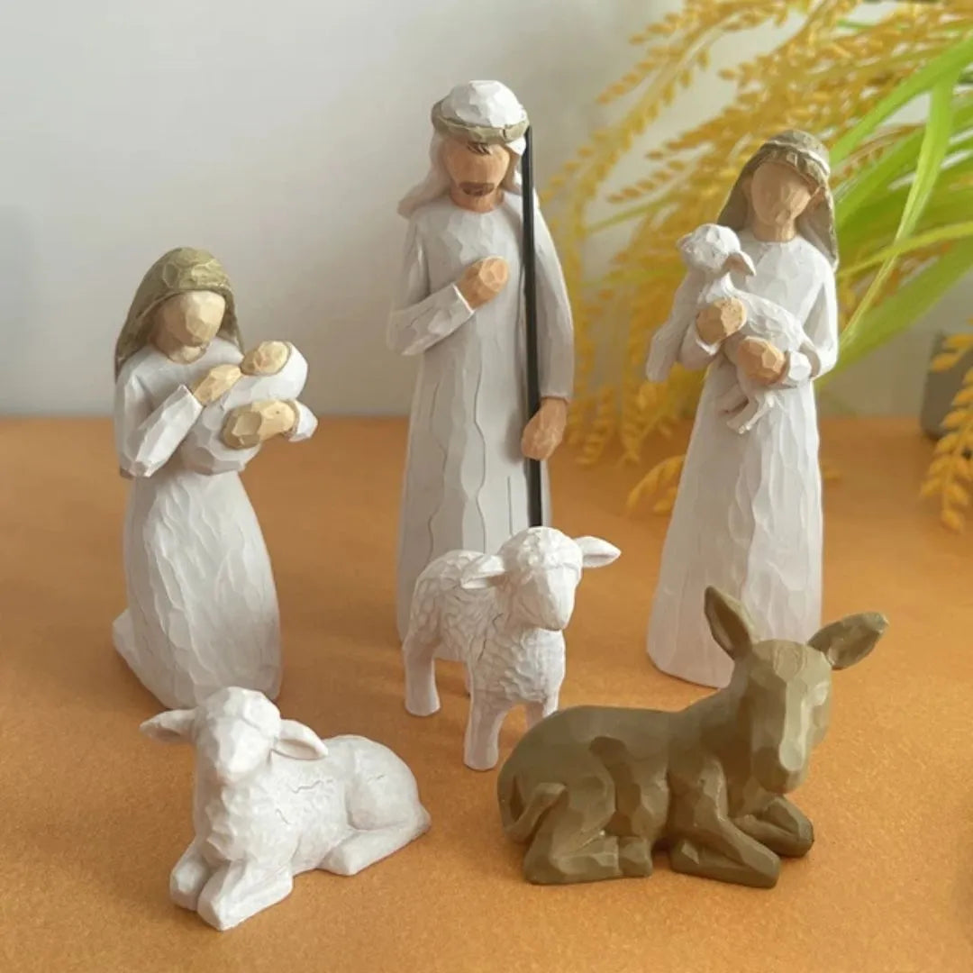 Presépio de Natal Completo em Resina Religioso 6 Peças - Decoração Natalina