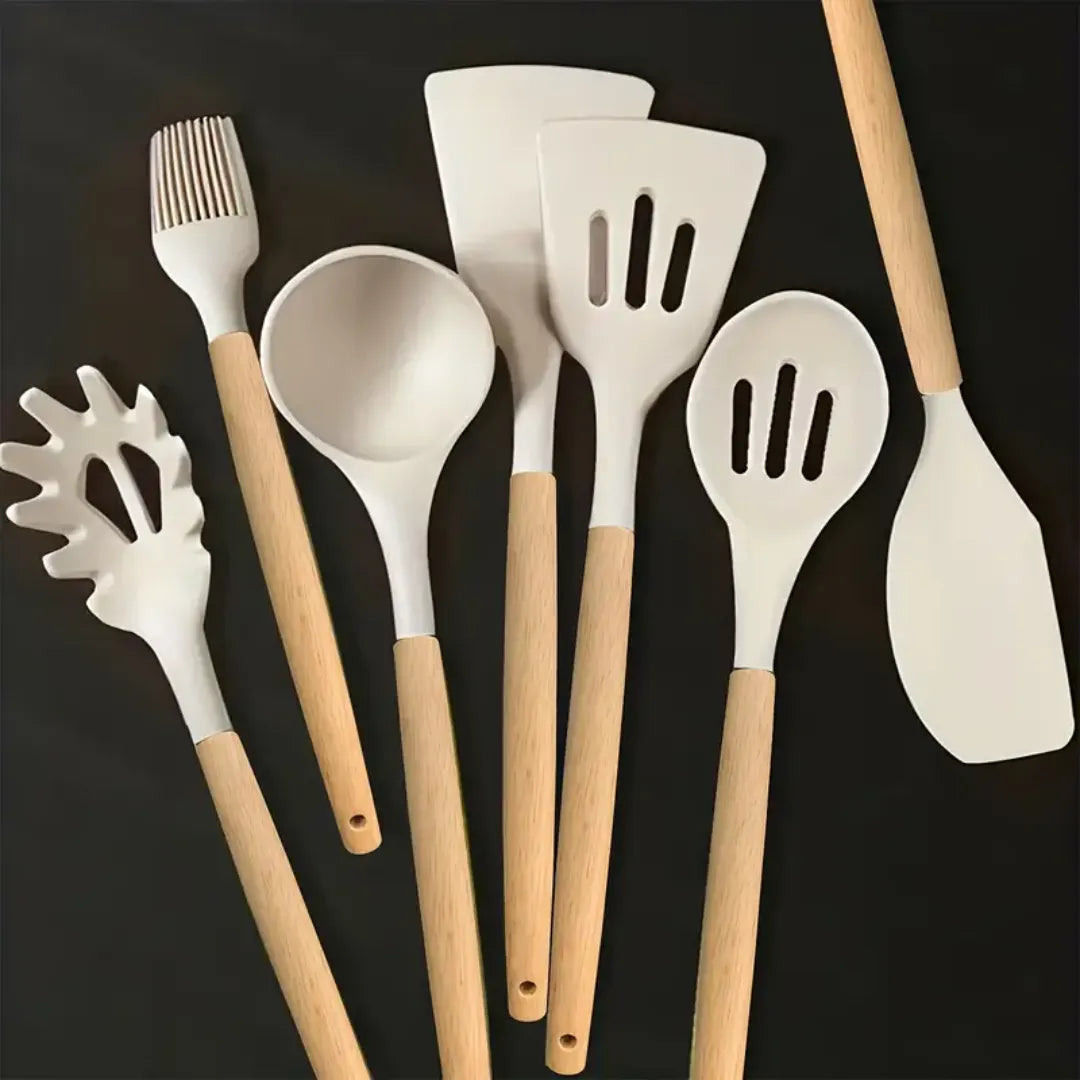 Kit 7 Utensílios De Cozinha De Silicone Antiaderente - Decoração Cozinha