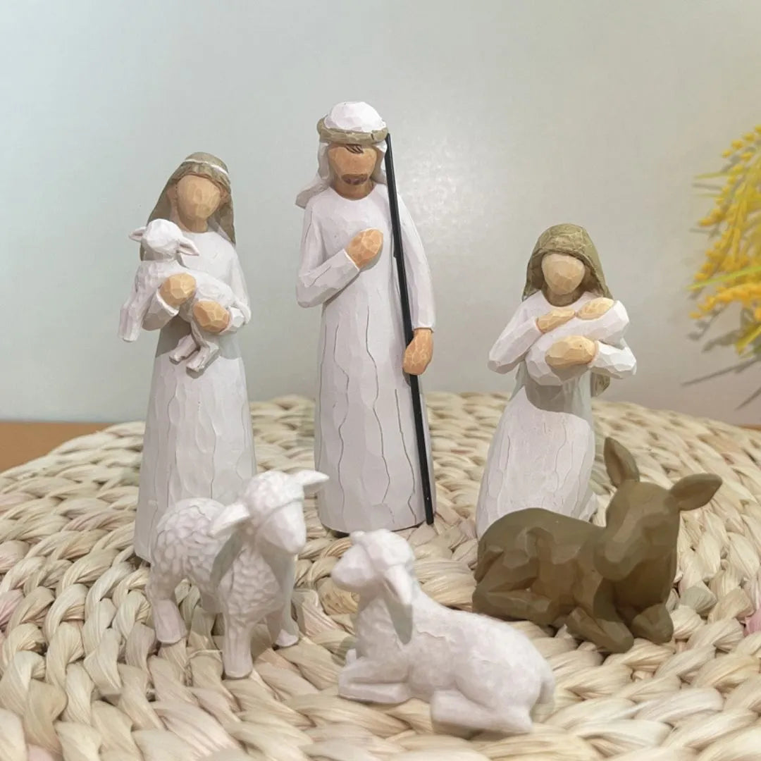 Presépio de Natal Completo em Resina Religioso 6 Peças - Decoração Natalina