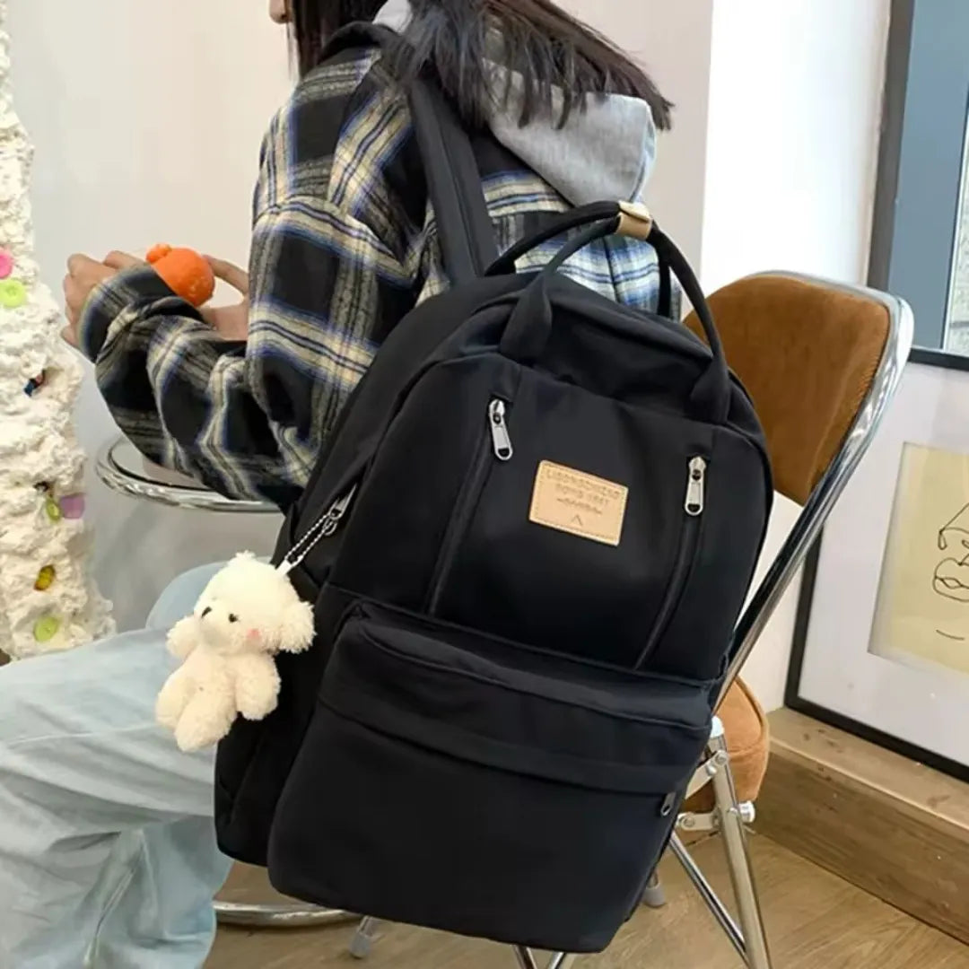 Mochila Escolar Feminina Preta Juvenil Elegante Impermeável