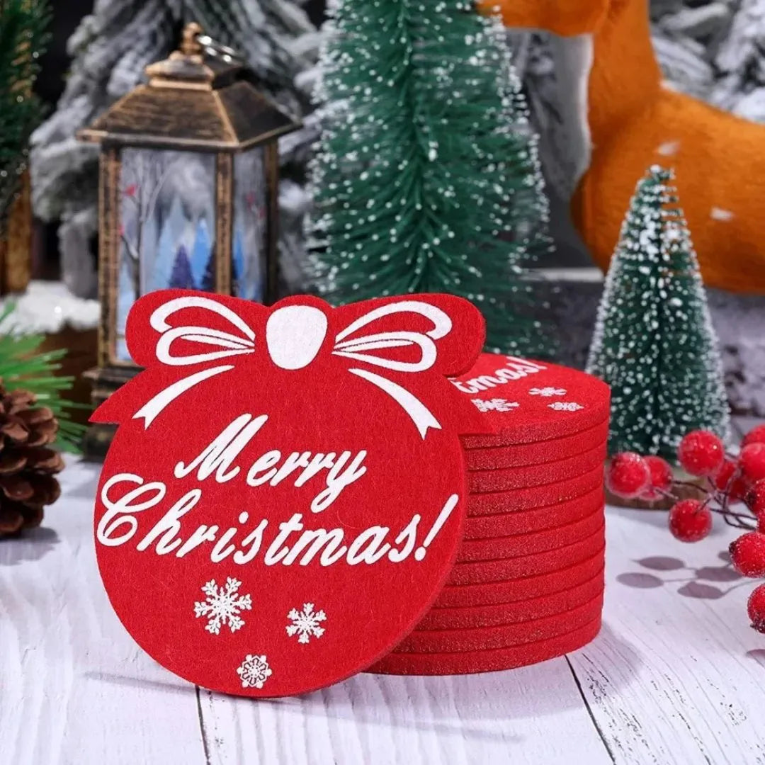 Porta-Copos para Natal Redondo - Decoração de Mesa Natalina