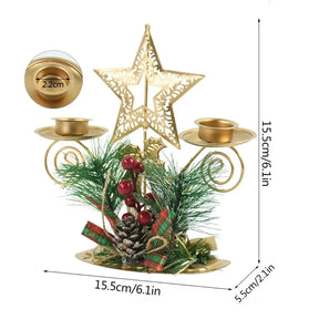 Castiçal de Vela para Natal de Luxo - Decoração Natalina de Mesa