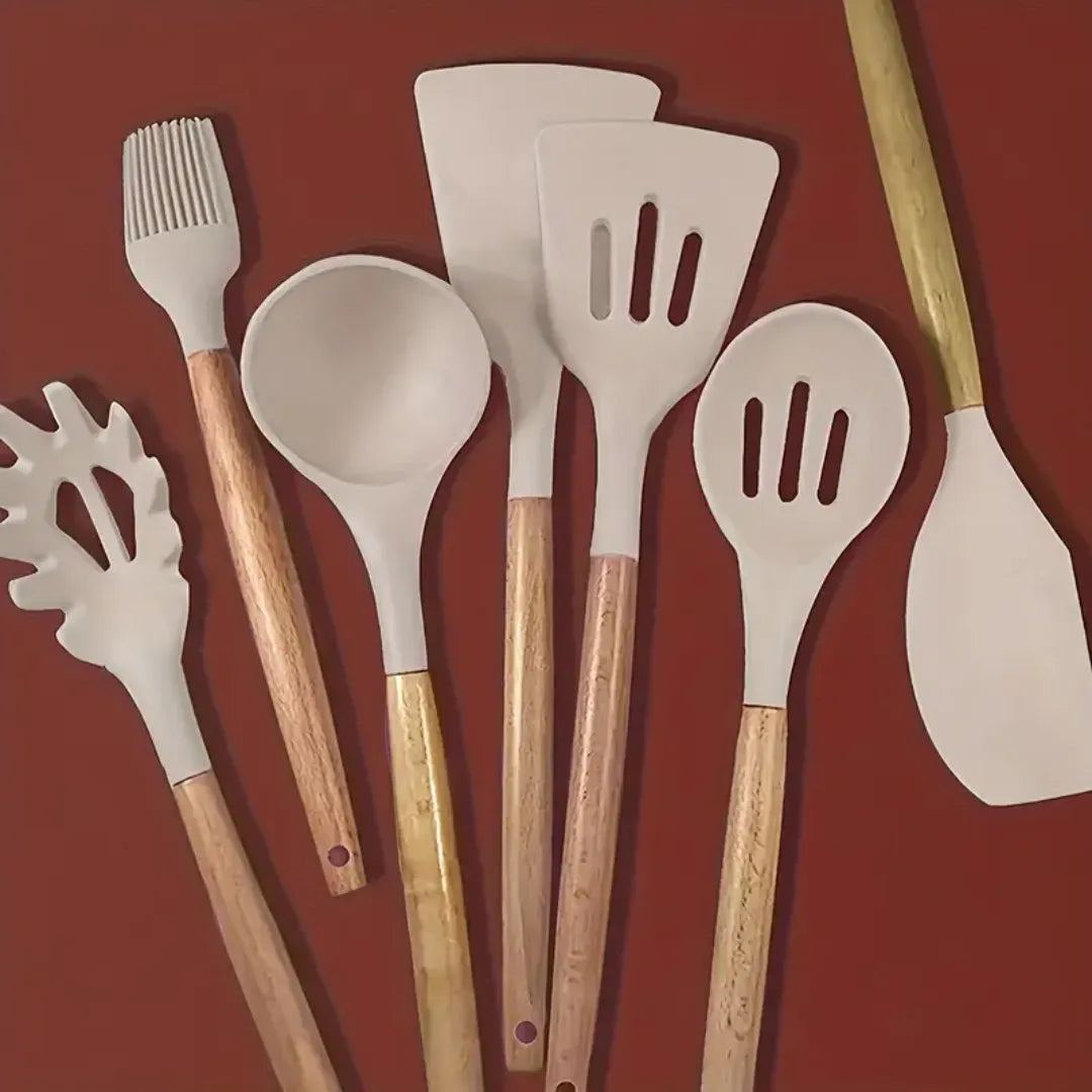 Kit 7 Utensílios De Cozinha De Silicone Antiaderente - Decoração Cozinha