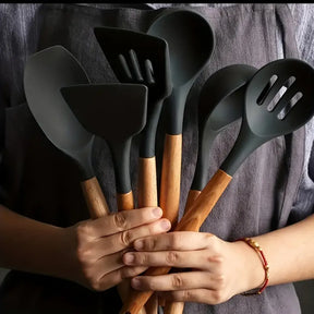 Kit 7 Utensílios De Cozinha De Silicone Antiaderente - Decoração Cozinha