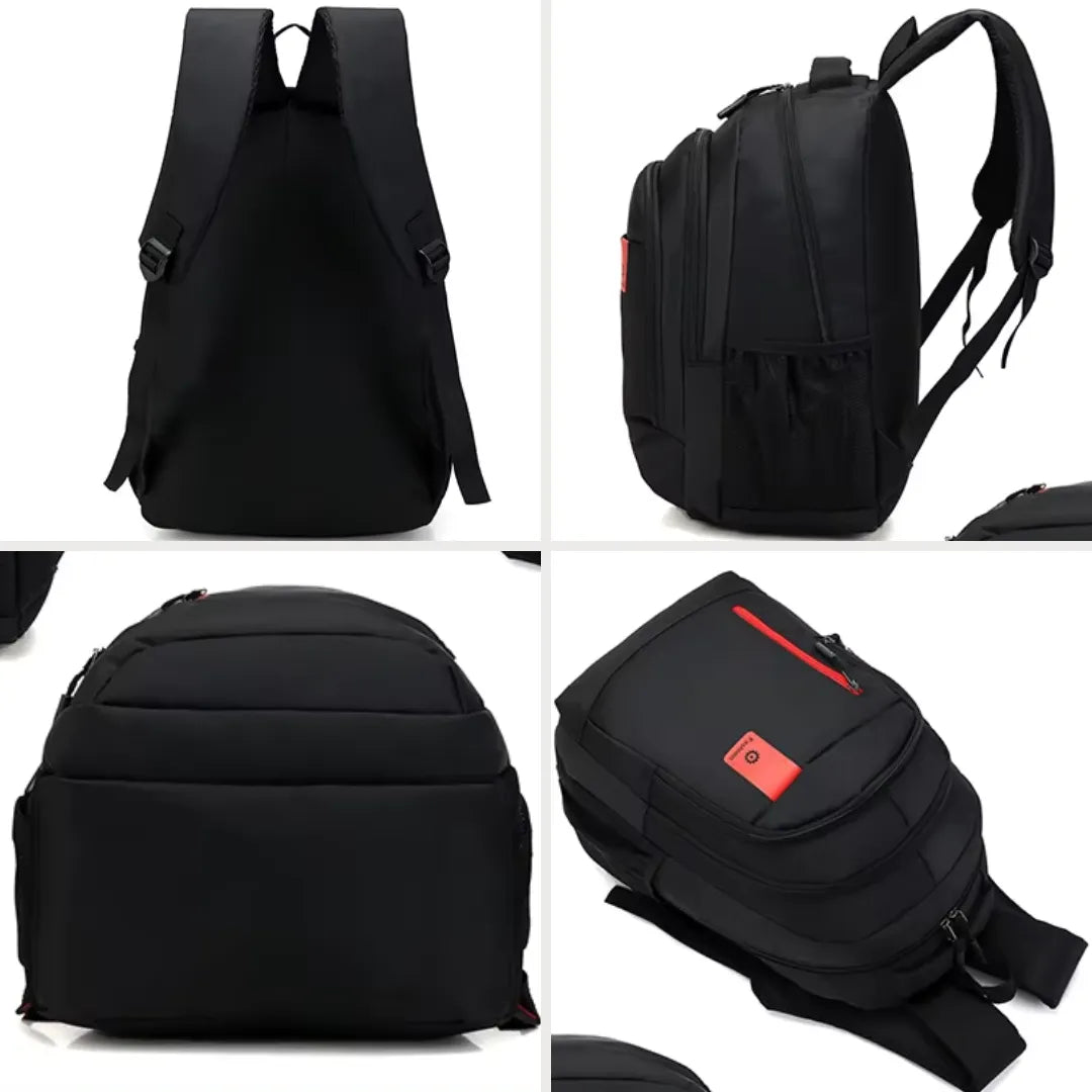 Mochila Escolar Masculina Reforçada Impermeável Grande preta vermelho