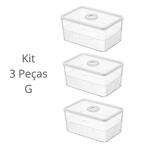 Kit 3 Organizador de Geladeira Com Tampa - Organizadores de Cozinha