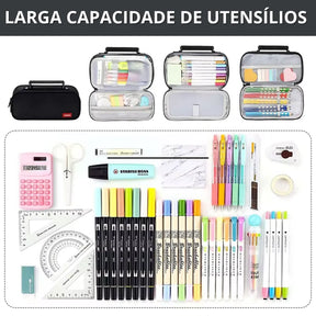 Estojo Escolar Box Organizador Feminino/Masculino preto 