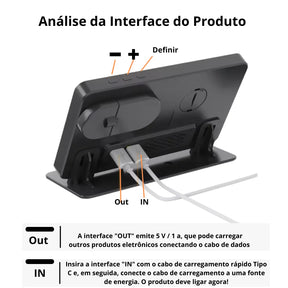 Relógio de Mesa Digital Carregador e Despertador Sem Fio LED - 4 em 1