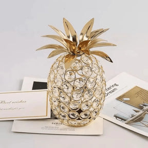 Adorno Escultura Decorativo abacaxi de Frutas dourado Cristal Moderno 