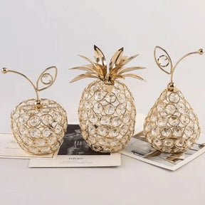 Adorno Escultura Decorativo de Frutas dourado Cristal Moderno 