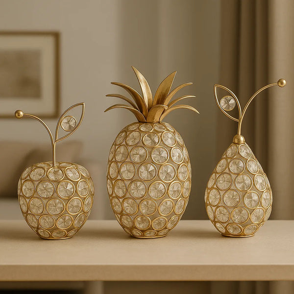 Adorno Decorativo de Frutas Cristal Moderno abacaxi maçã pera