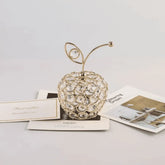 Adorno Escultura Decorativo maca maçã de Frutas dourado Cristal Moderno 