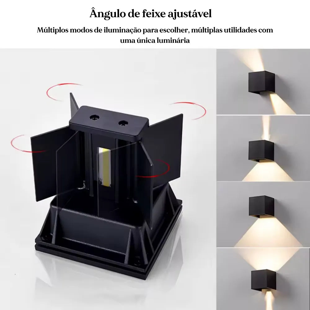Arandela de Parede Externa/Interna Luminária LED Quadrada Preta 