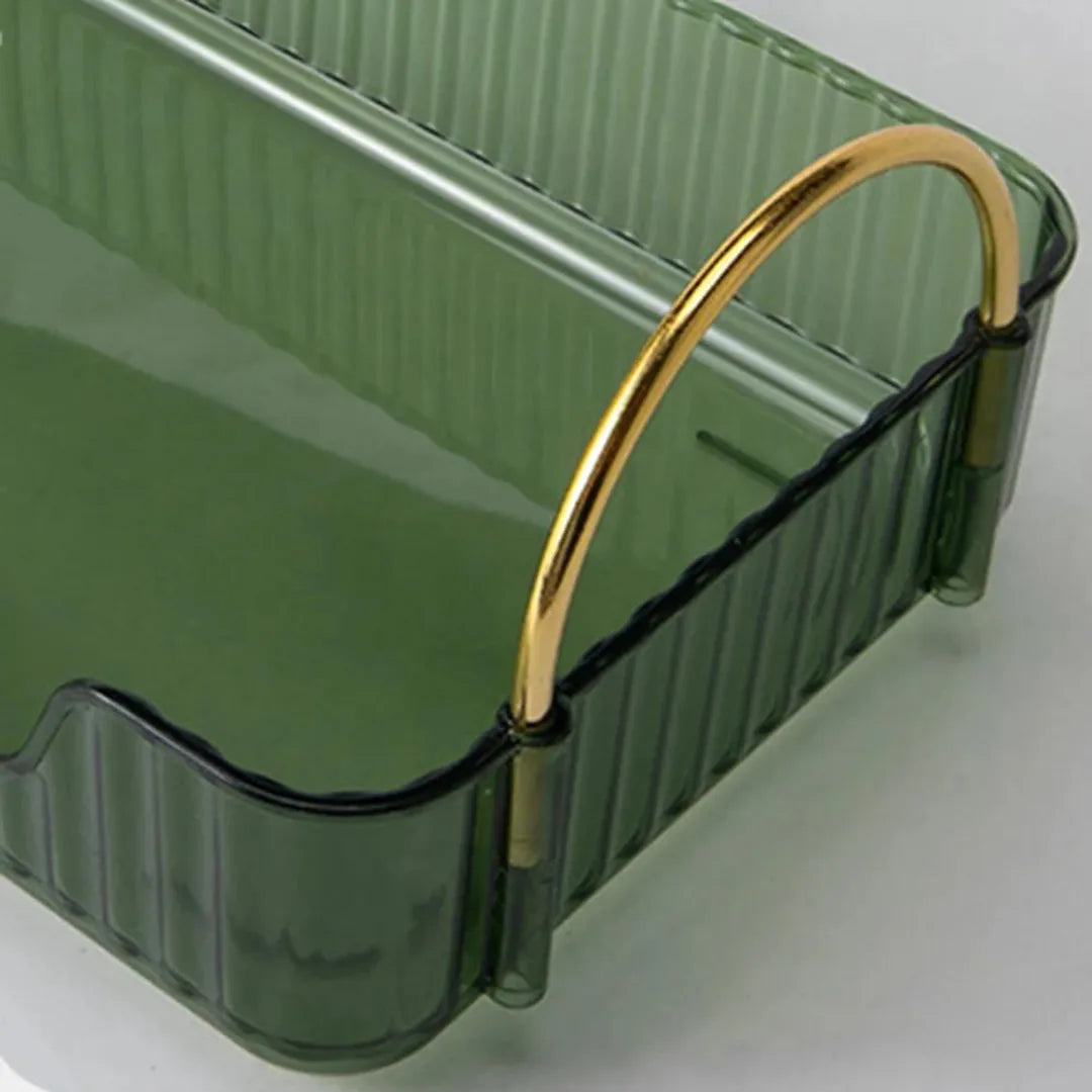 Bandeja Decorativa para Banheiro Retangular verde dourado