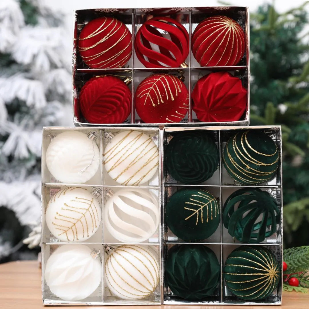 Bolas de Natal Branca/Vermelha/Verde para Árvore Kit 6 Unidades