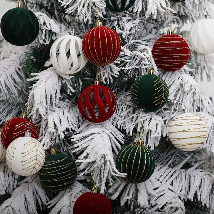 Bolas para Árvore de Natal Branca/Vermelha/Verde - Kit com 6 Unidades