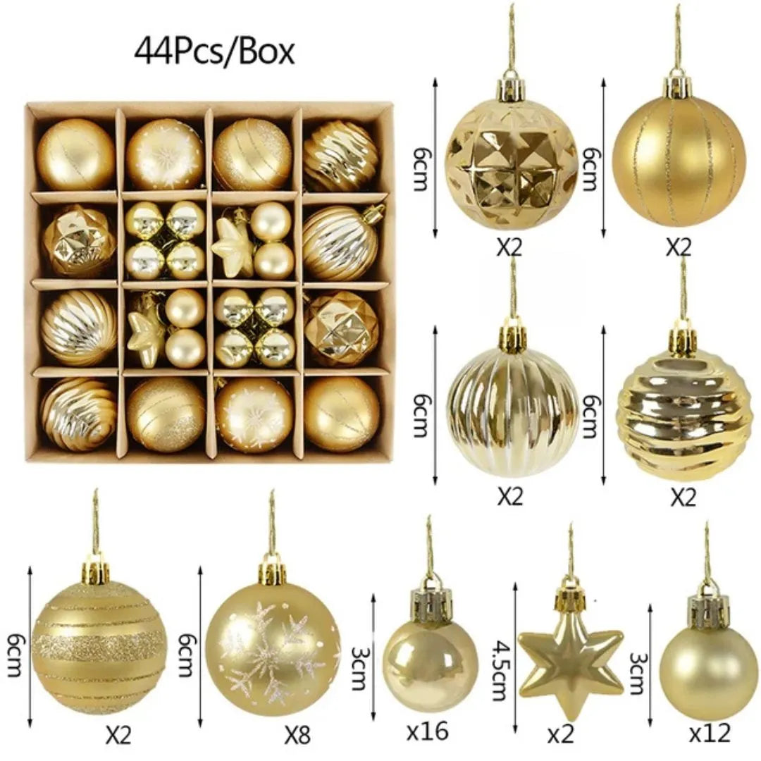 Bolas de Natal Dourada para Árvore 44 Unidades