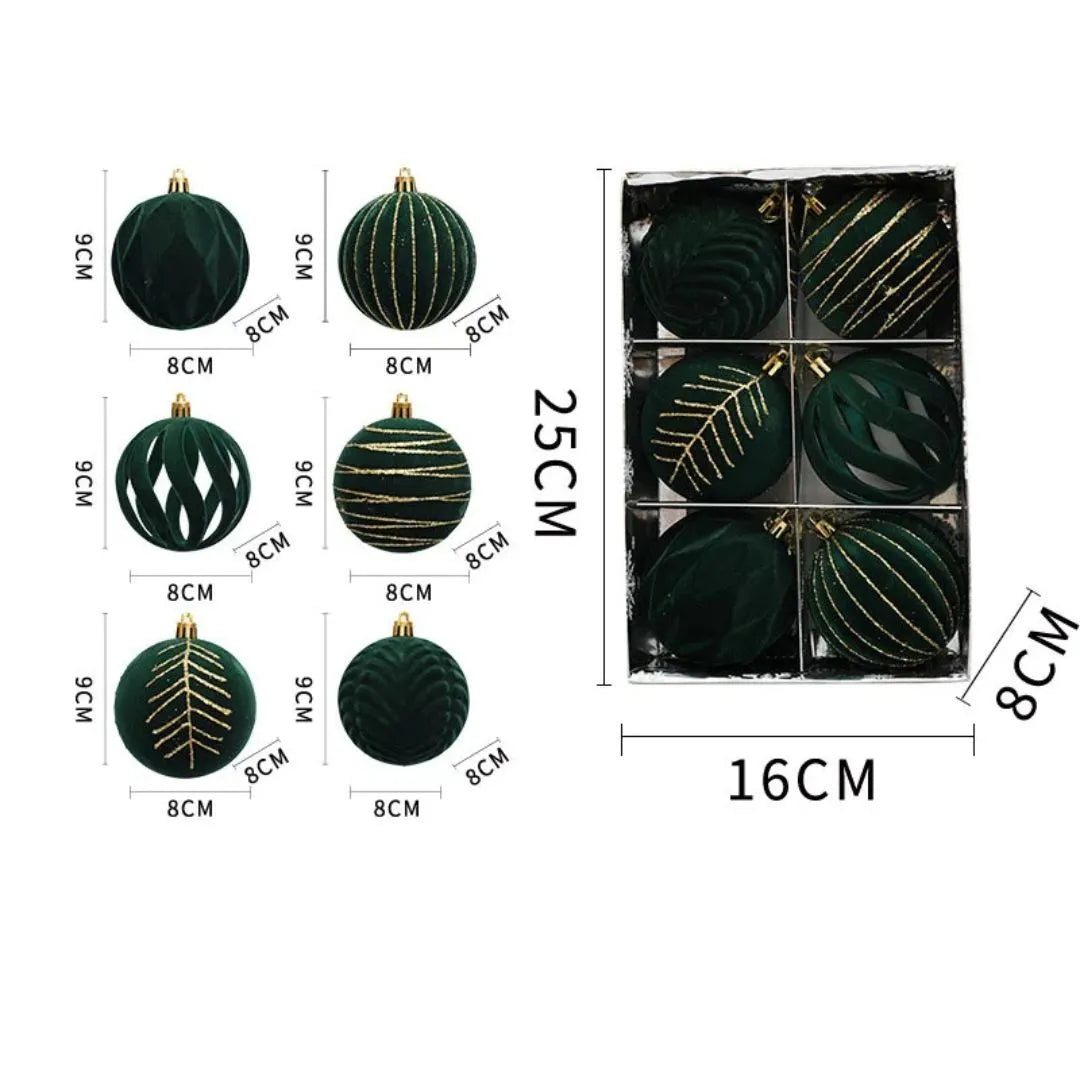 Bolas de Natal Verde para Árvore Kit com 6 Unidades