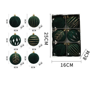 Bolas de Natal Verde para Árvore Kit com 6 Unidades