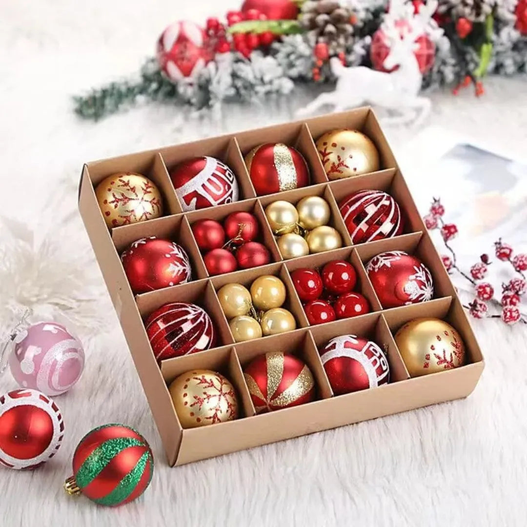 Bolas de Natal Vermelha/Dourada para Árvore 44 Unidades