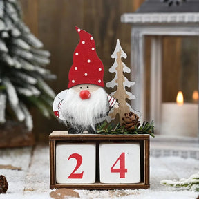 Calendário do Advento de Natal Decoração Natalina de Mesa vermelho