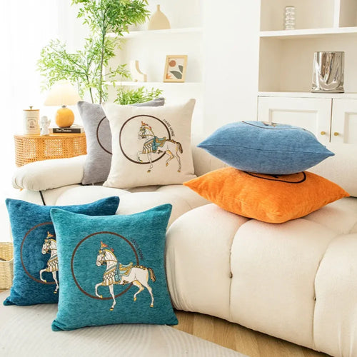 Capa de Almofada 45x45 para Sofá Horse Decorativa de Luxo