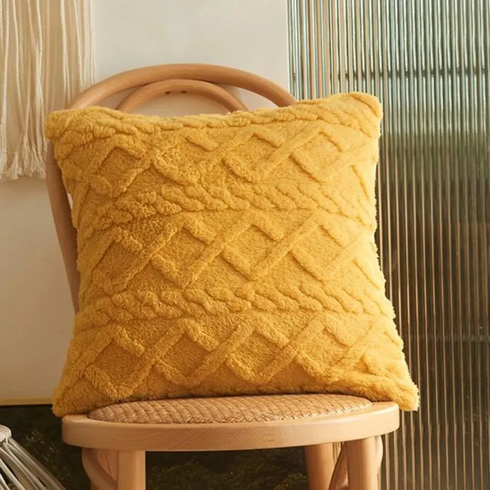 Capa de Almofada de Trico 45x45 para Sofá Decorativa de Luxo amarelo