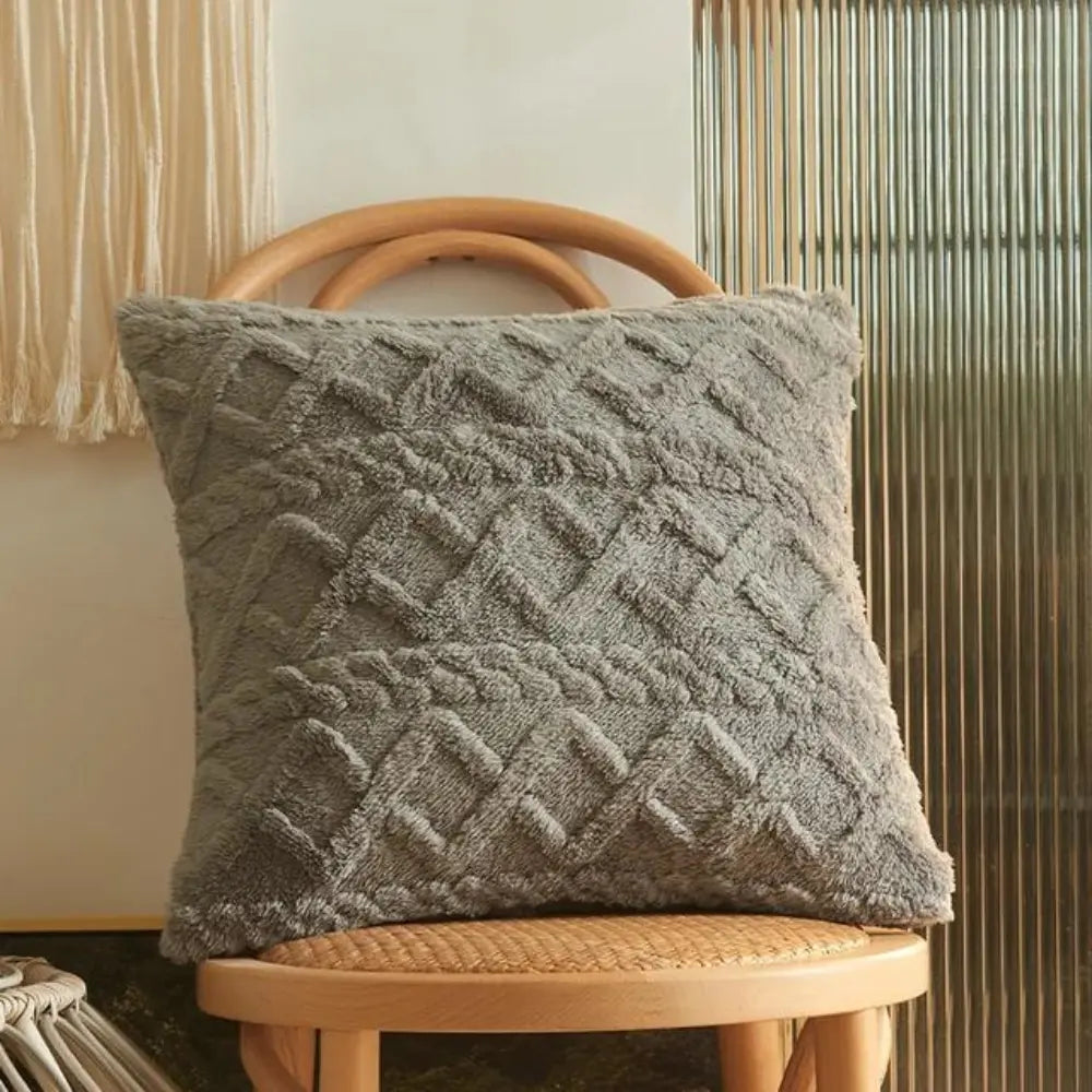 Capa de Almofada de Trico 45x45 para Sofá Decorativa de Luxo cinza
