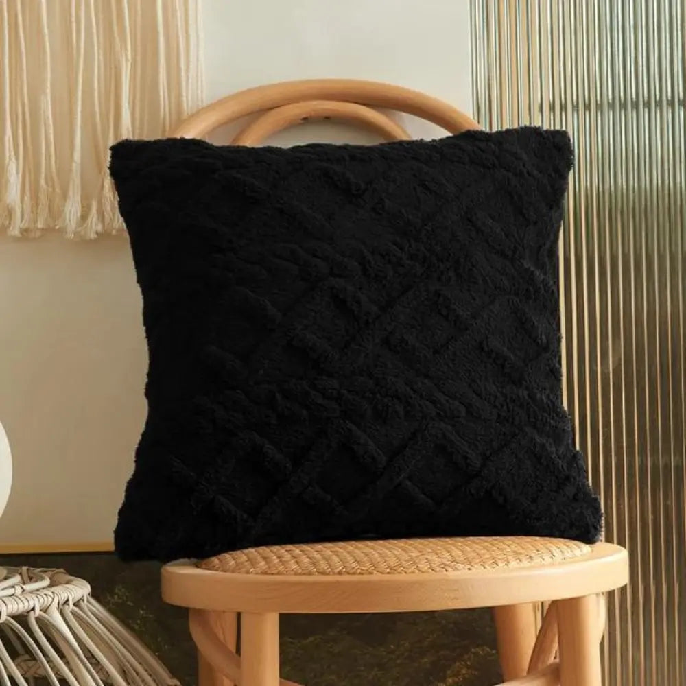 Capa de Almofada de Trico 45x45 para Sofá Decorativa de Luxo preto