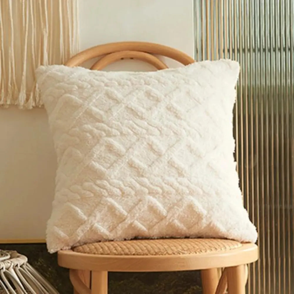 Capa de Almofada de Trico 45x45 para Sofá Decorativa de Luxo branco