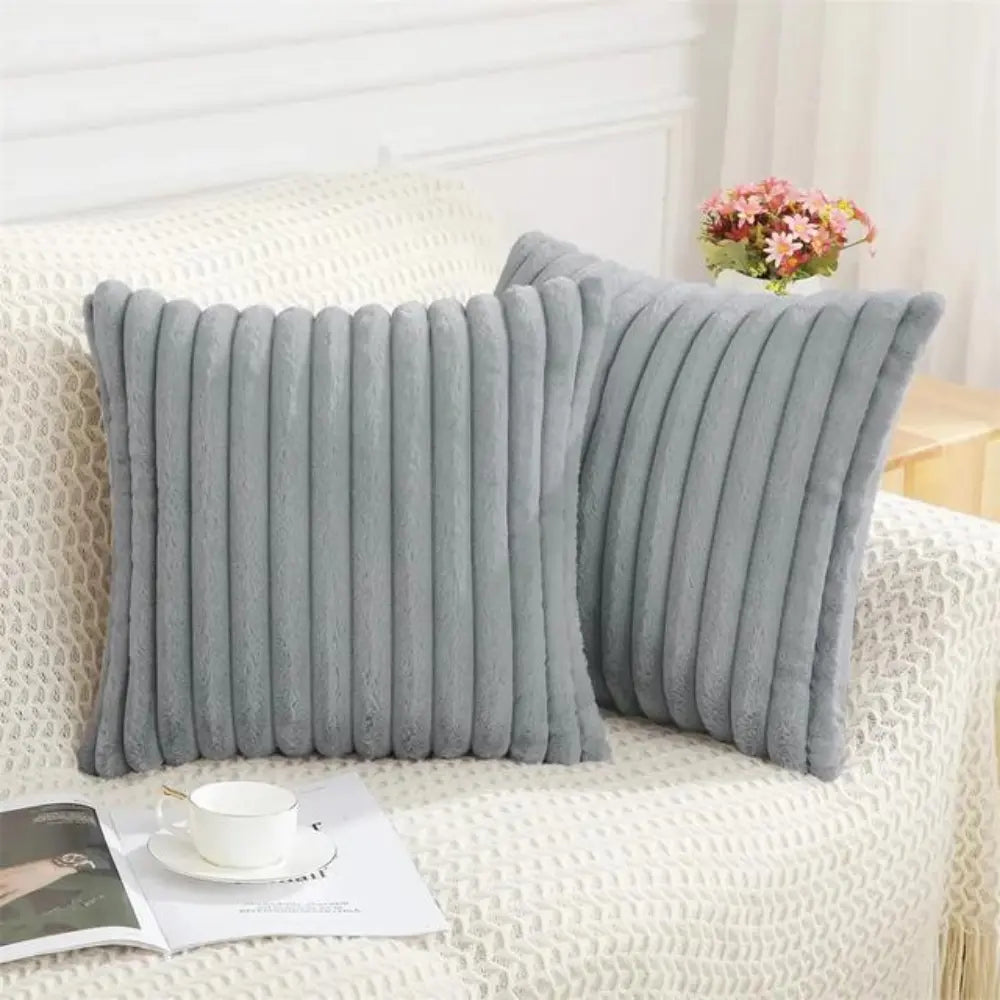 Capa de Almofada de croche trico 45x45 para Sofá cinza Decorativas luxo Listrada Lisa 