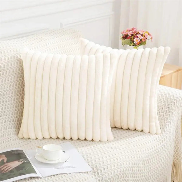 Capa de Almofada de croche trico 45x45 para Sofá Decorativas de luxo Listrada Lisa branco