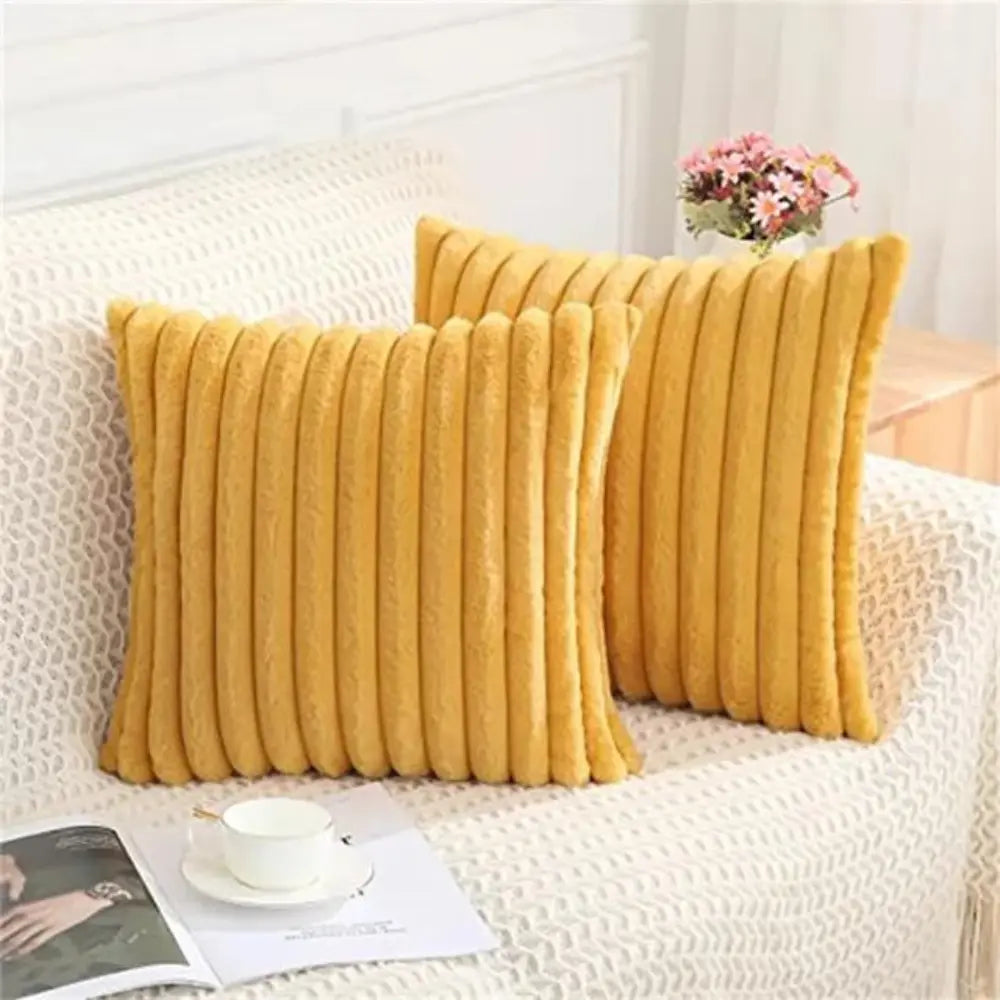 Capa de Almofada de croche trico 45x45 para Sofá amarelo Decorativas luxo Listrada Lisa 