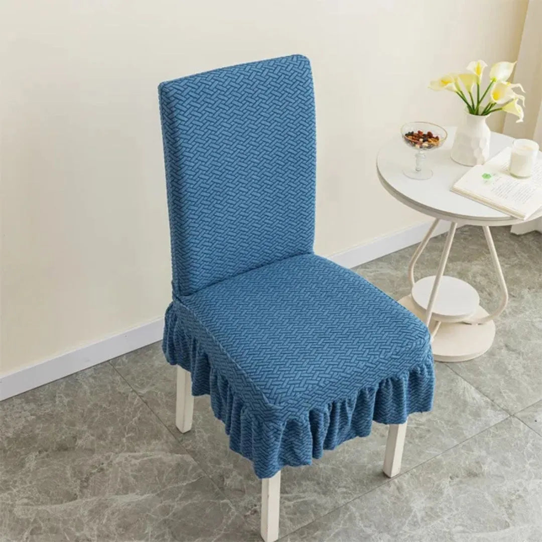 Capa de Cadeira de Jantar Impermeável Chique elástica azul Longa para festas
