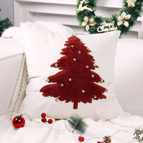 Capa para Almofada de Natal 45x45 Natalina para Sofá Bordado Branca