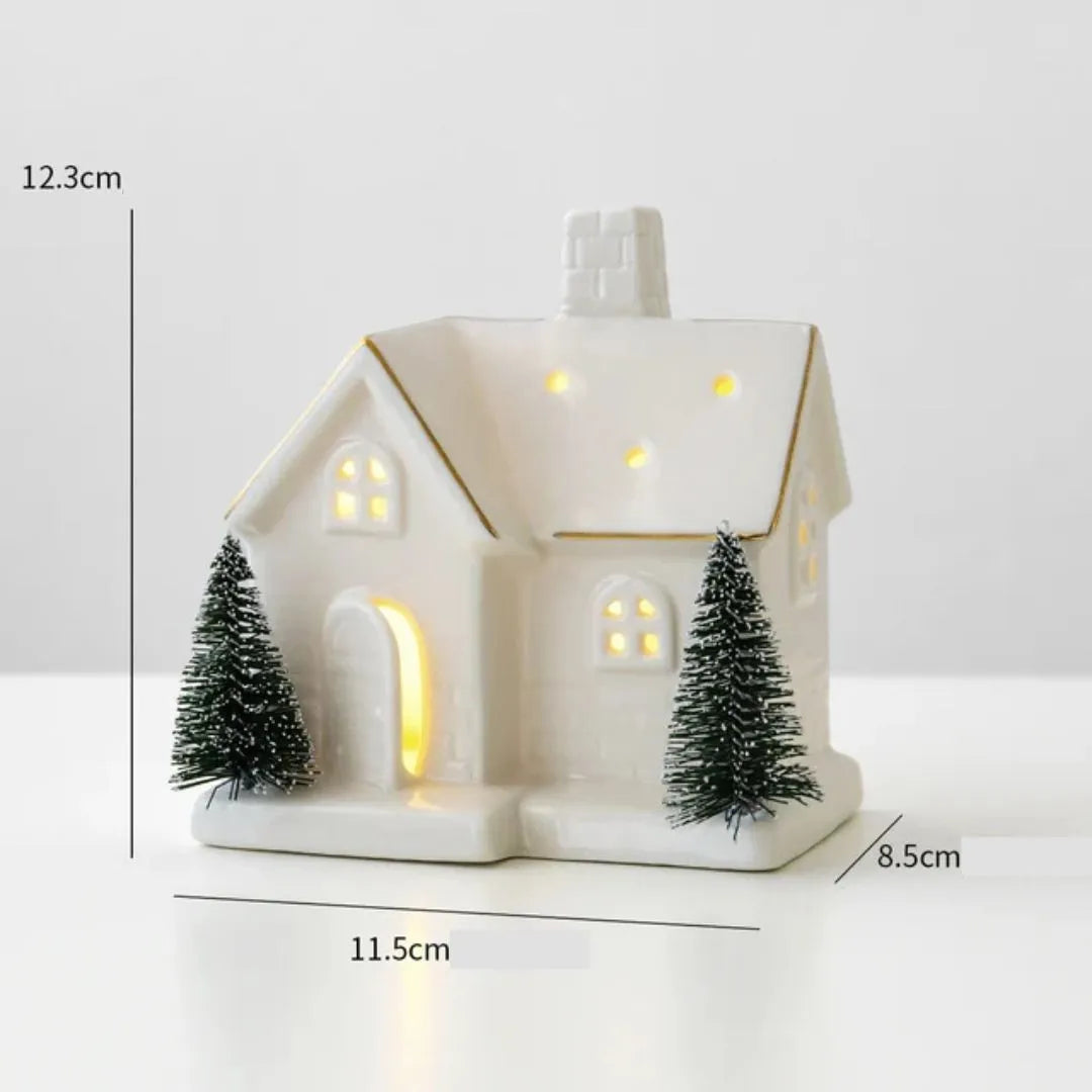 Casinha Decorada de Natal Iluminada Decoração Natalina Mesa