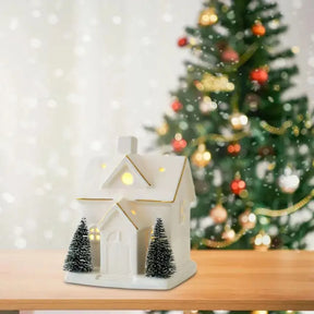Casinha Decorada de Natal Iluminada Decoração Natalina Mesa