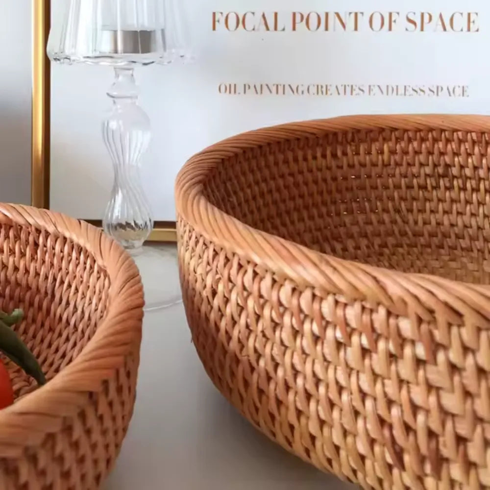 Cesto de Vime Palha para Decoração Organizador Redondo 4