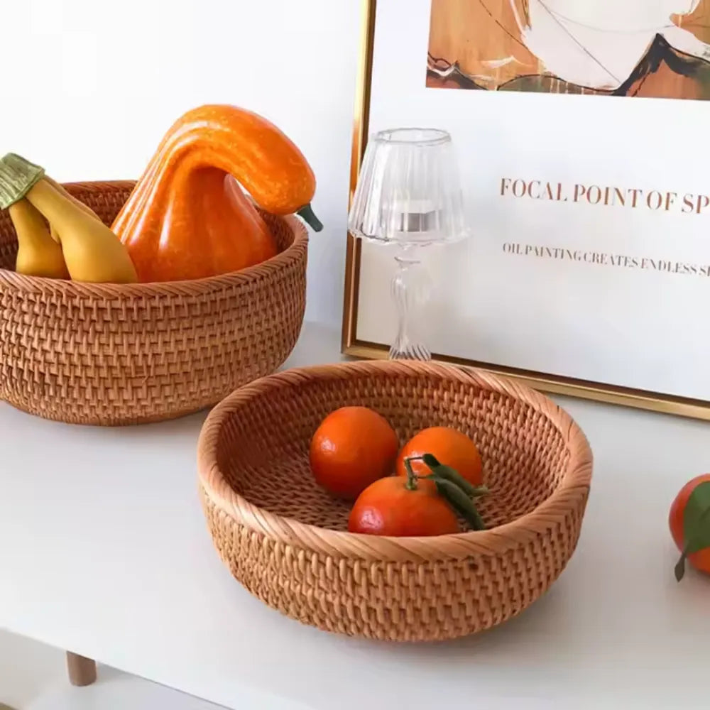 Cesto de Vime Palha para Decoração Organizador Redondo 2
