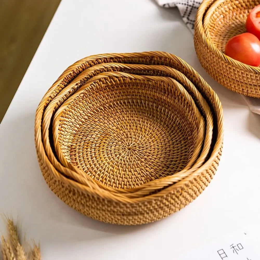 Cesto de Vime Palha para Decoração Redondo Organizador 4