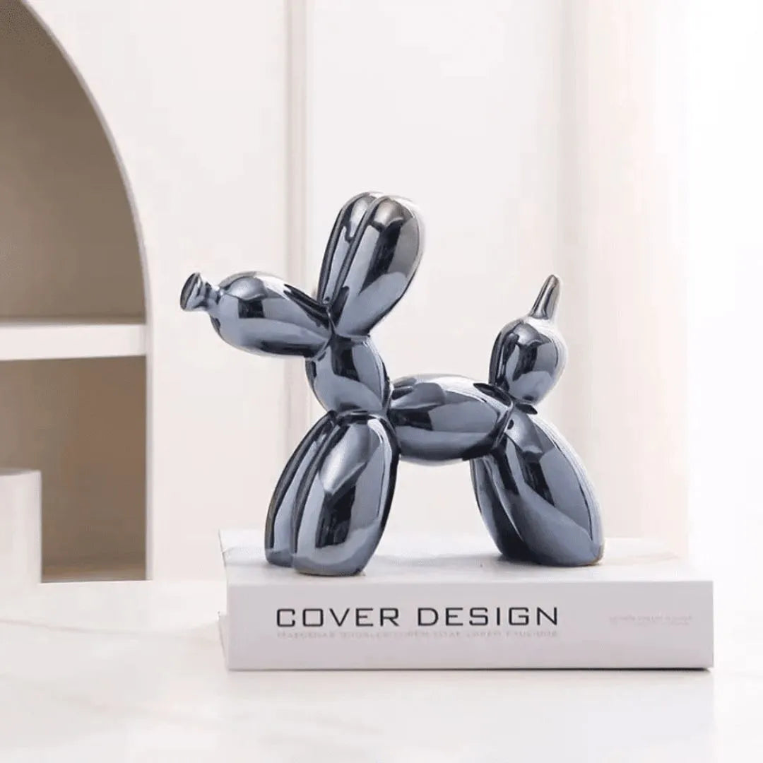 Escultura Decorativa Cachorro Balao Decoracao prateado balloon dog