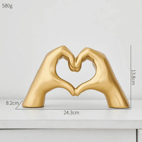 Escultura Decorativa Decoracao Dourado Abstrata Mão Love