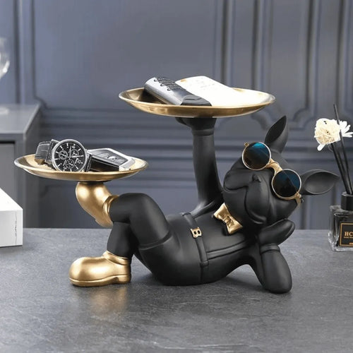 Escultura Decorativa Bandeja Buldogue Francês - Decoração