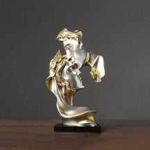 Escultura Decorativa Decoracao para sala prateado Beijo Amantes Estatueta 