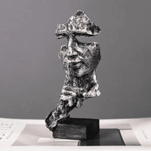 Escultura Decorativa Decoracao para sala prateado Silencio Estatua 